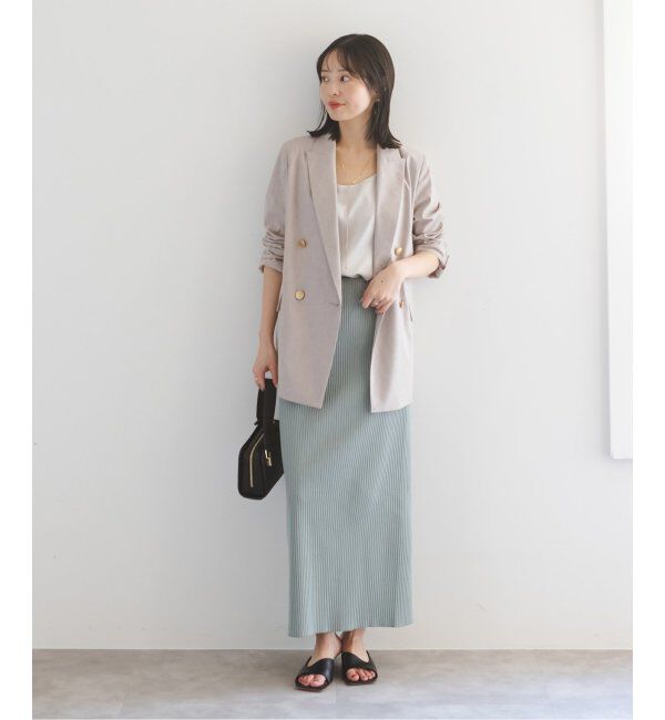Spick & Span/麻ストレッチピークドラペルダブルジャケット