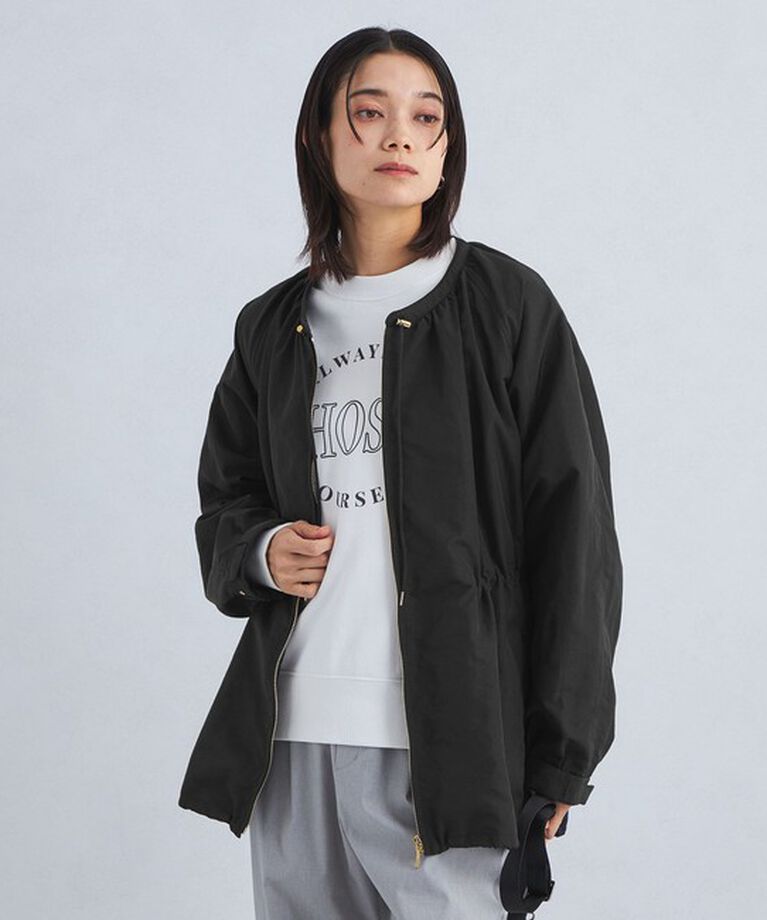 UNITED ARROWS green label relaxing「［size SHORTあり］ギャザー ノーカラー ブルゾン -撥水-」|ブルゾン・スタジャン|NAVY