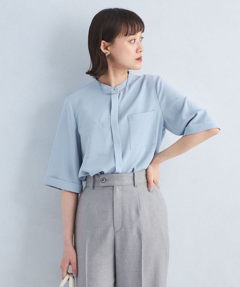 UNITED ARROWS green label relaxing「ソモウライク ポケット ショートスリーブ ブラウス -マシンウォッシャブル-」|シャツ・ブラウス|LT.BLUE