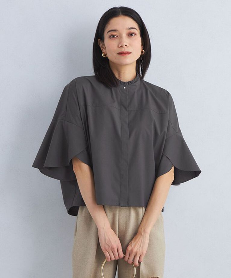 UNITED ARROWS green label relaxing「フレアスリーブ クロップド シャツ -マシンウォッシャブル・UVカット-」|シャツ・ブラウス|DK.GRAY