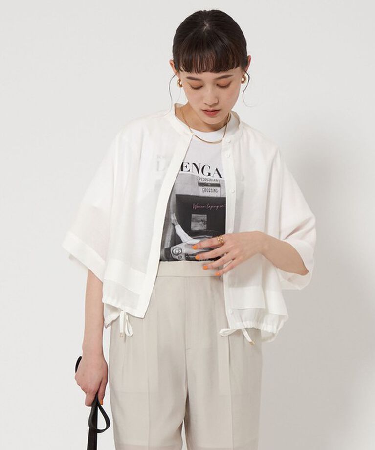 UNITED ARROWS green label relaxing「シアー バンドカラー ショートスリーブ シャツ」|シャツ・ブラウス|