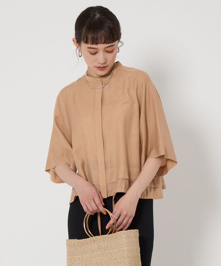 UNITED ARROWS green label relaxing「シアー バンドカラー ショートスリーブ シャツ」|シャツ・ブラウス|LT.PINK