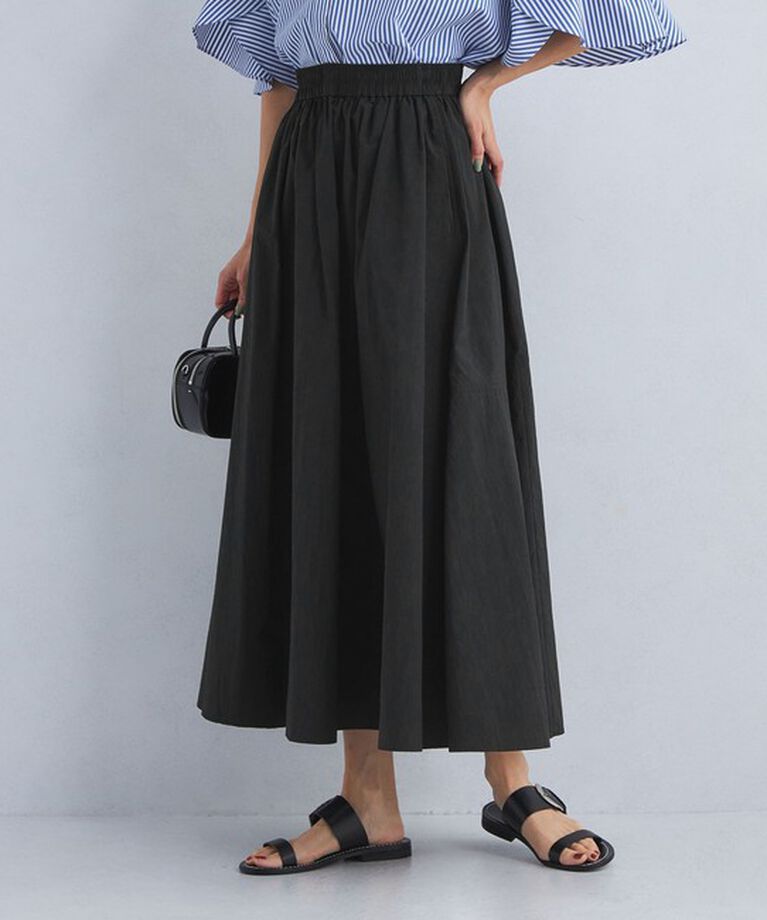 UNITED ARROWS green label relaxing「ボリューム ギャザー フレア スカート」|フレア|BLACK