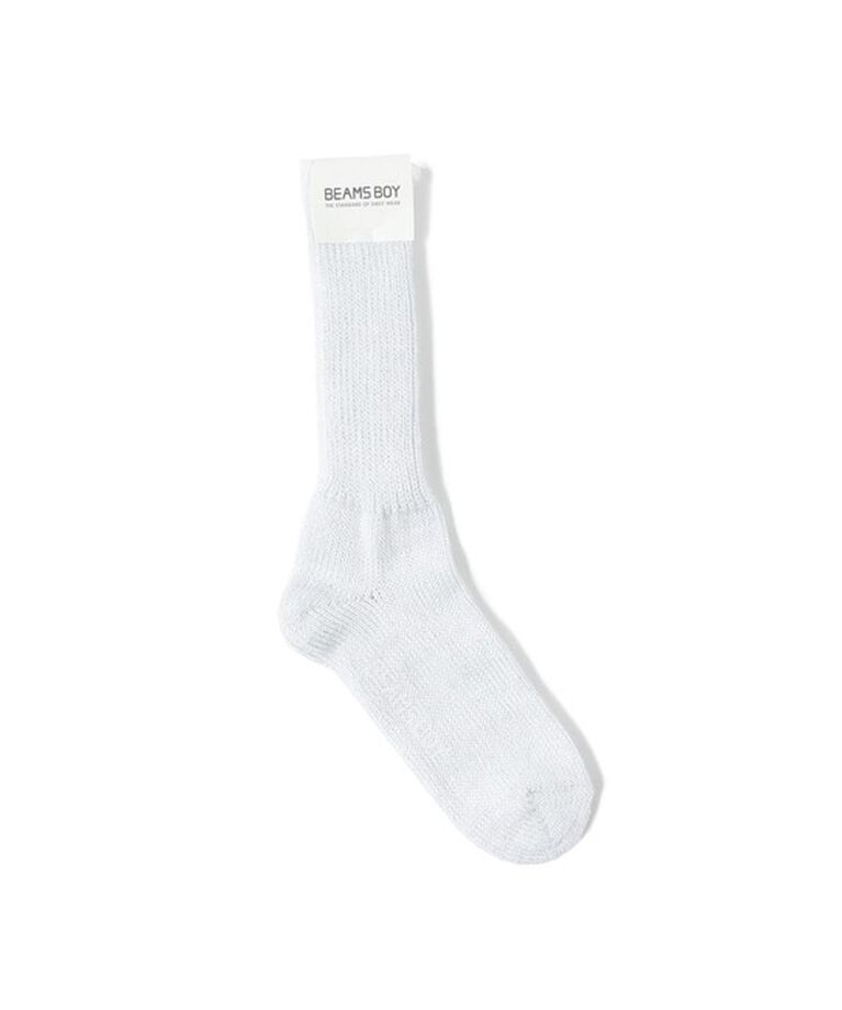 BEAMSBOY「BEAMS BOY / ラメ リブ クルー ソックス NEW」|ソックス|WHT×SIL