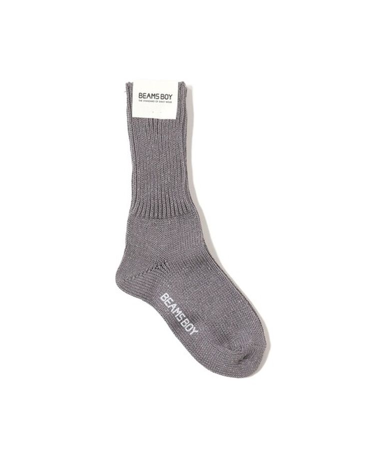 BEAMSBOY「BEAMS BOY / ラメ リブ クルー ソックス NEW」|ソックス|CHARCOAL×SILVER