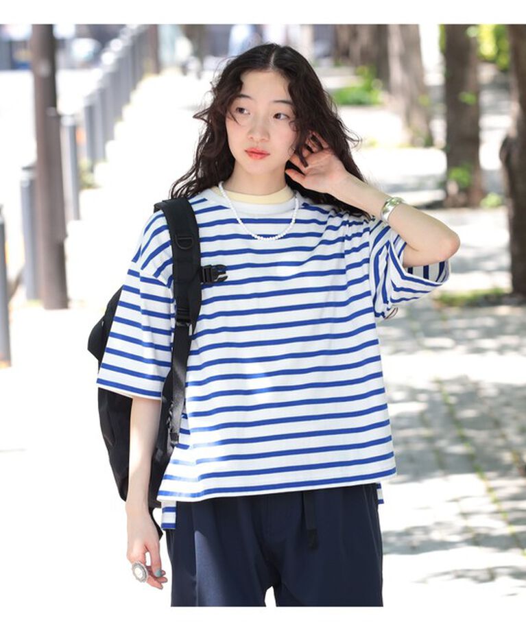 BEAMSBOY「ボーダー ビッグ ショートスリーブ」|Tシャツ・カットソー|OFF/BLUE