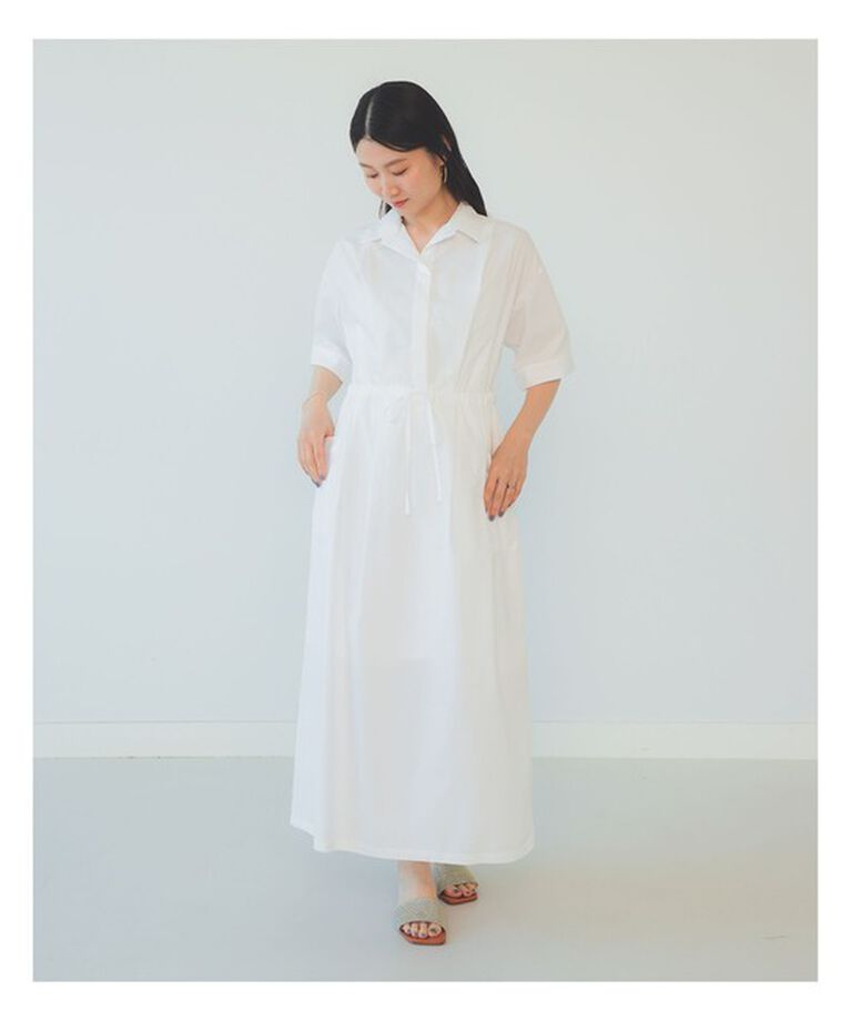 Demi-Luxe BEAMS 「ハーフスリーブ シャツワンピース」|ワンピース|WHITE