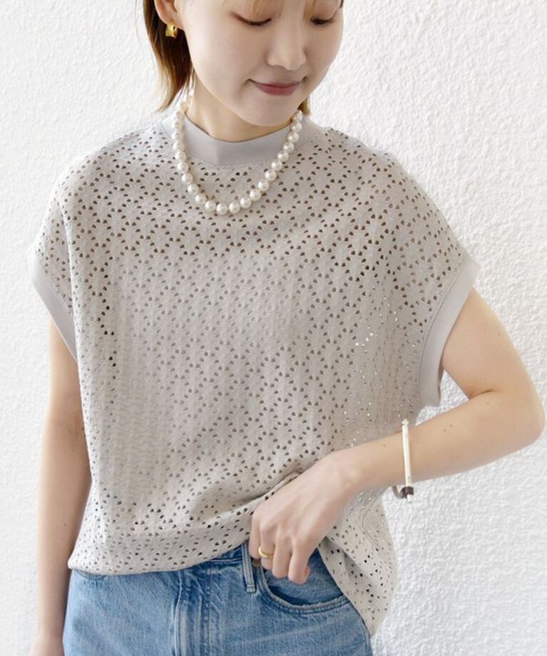 SHIPS for women「【WEB限定】〈手洗い可能〉アイレット クルーネック プルオーバー」|Tシャツ・カットソー|シルバーグレー