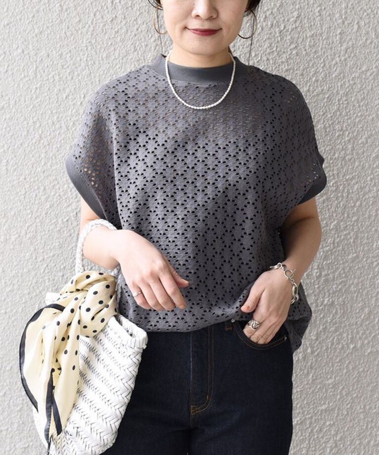 SHIPS for women「【WEB限定】〈手洗い可能〉アイレット クルーネック プルオーバー」|Tシャツ・カットソー|