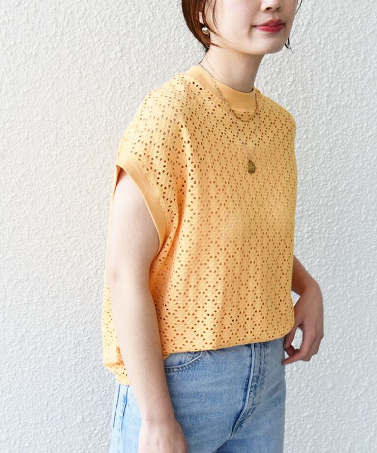 SHIPS for women「【WEB限定】〈手洗い可能〉アイレット クルーネック プルオーバー」|Tシャツ・カットソー|オレンジ