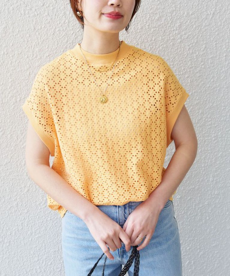 SHIPS for women「【WEB限定】〈手洗い可能〉アイレット クルーネック プルオーバー」|Tシャツ・カットソー|