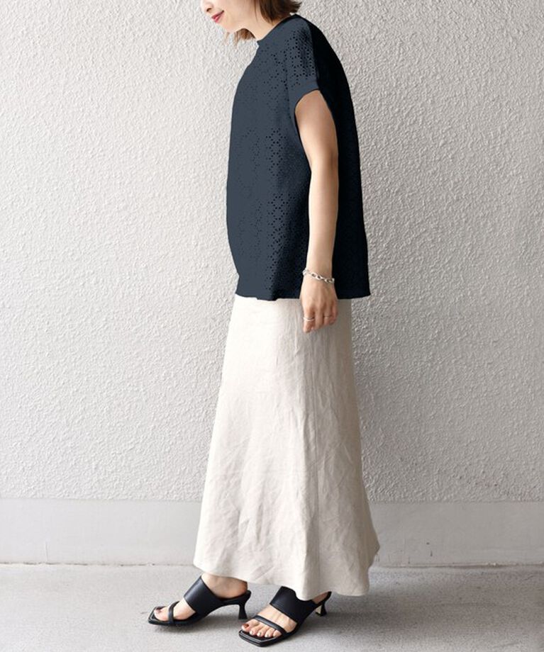 SHIPS for women「【WEB限定】〈手洗い可能〉アイレット クルーネック プルオーバー」|Tシャツ・カットソー|