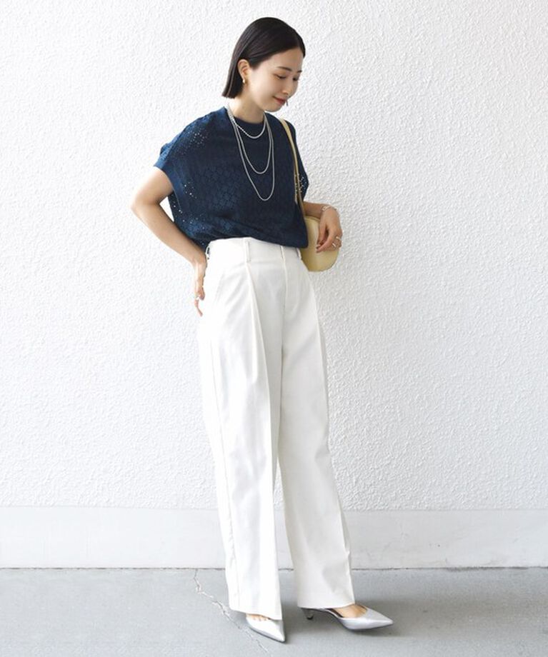SHIPS for women「【WEB限定】〈手洗い可能〉アイレット クルーネック プルオーバー」|Tシャツ・カットソー|
