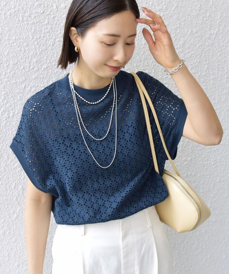 SHIPS for women「【WEB限定】〈手洗い可能〉アイレット クルーネック プルオーバー」|Tシャツ・カットソー|