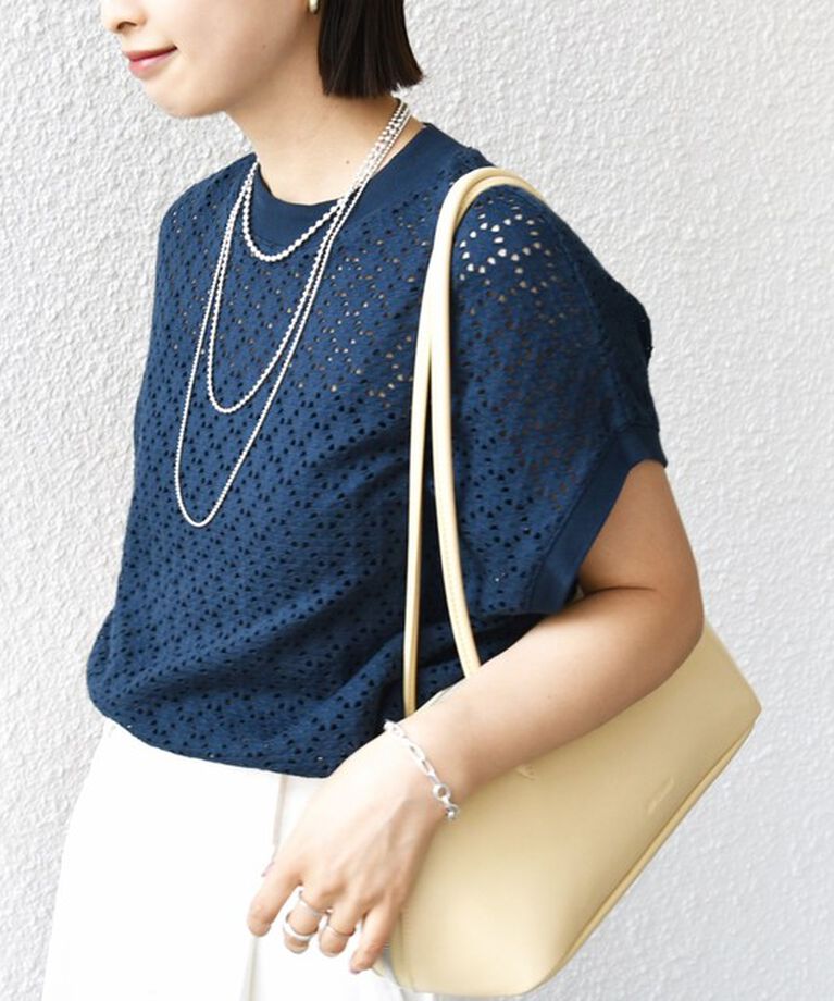 SHIPS for women「【WEB限定】〈手洗い可能〉アイレット クルーネック プルオーバー」|Tシャツ・カットソー|
