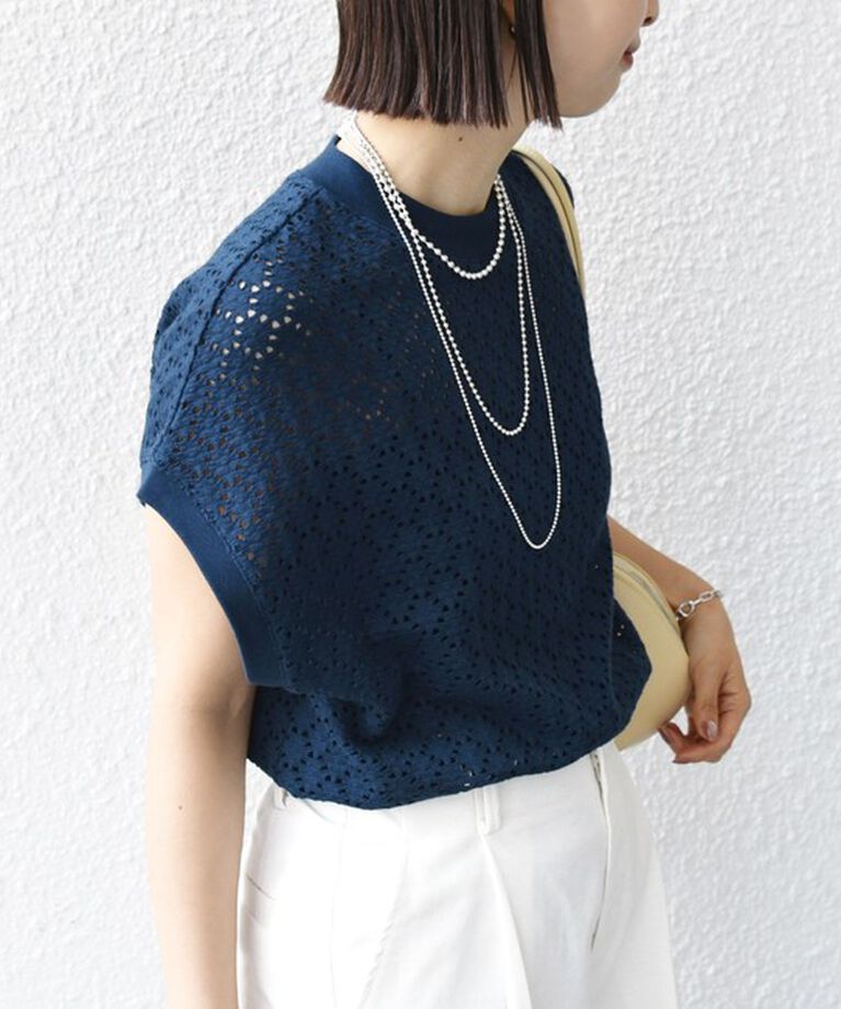 SHIPS for women「【WEB限定】〈手洗い可能〉アイレット クルーネック プルオーバー」|Tシャツ・カットソー|