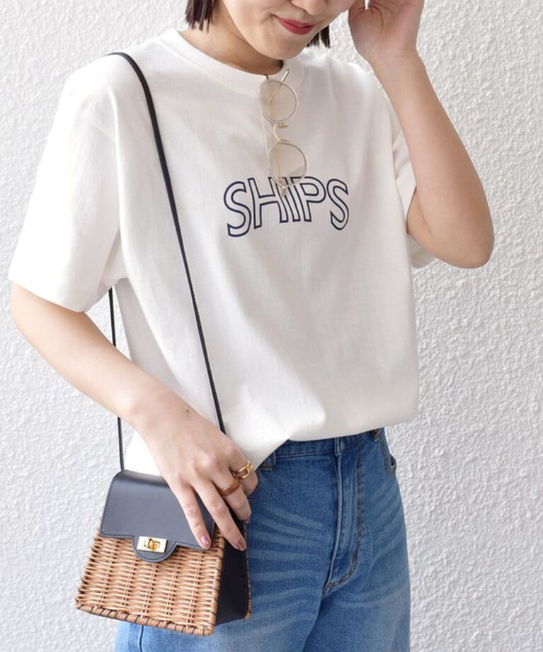 SHIPS for women「《一部追加予約》【WEB限定】 SHIPS ラウンド プリント ロゴ TEE」|Tシャツ・カットソー|