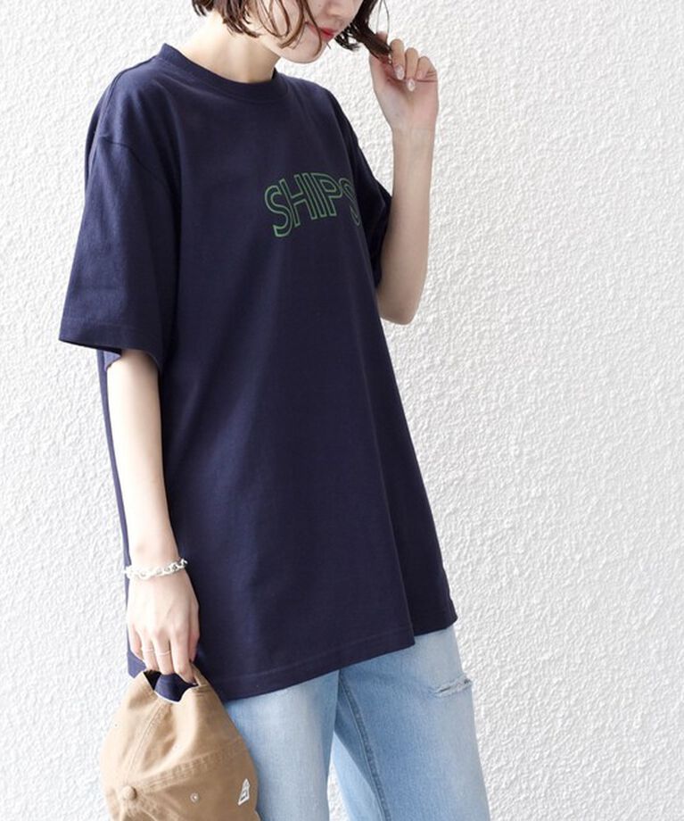 SHIPS for women「《一部追加予約》【WEB限定】 SHIPS ラウンド プリント ロゴ TEE」|Tシャツ・カットソー|