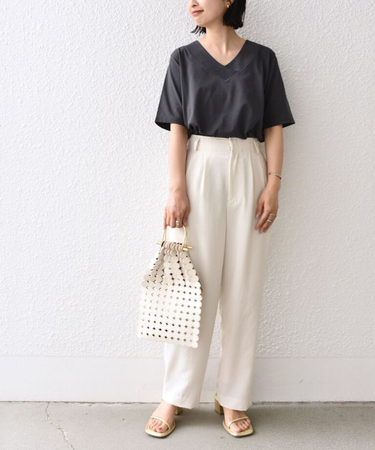 SHIPS for women「《追加》【WEB限定】〈ネックが選べる2サイズ展開〉オーガニックコットン バリエーションネック TEE」|Tシャツ・カットソー|
