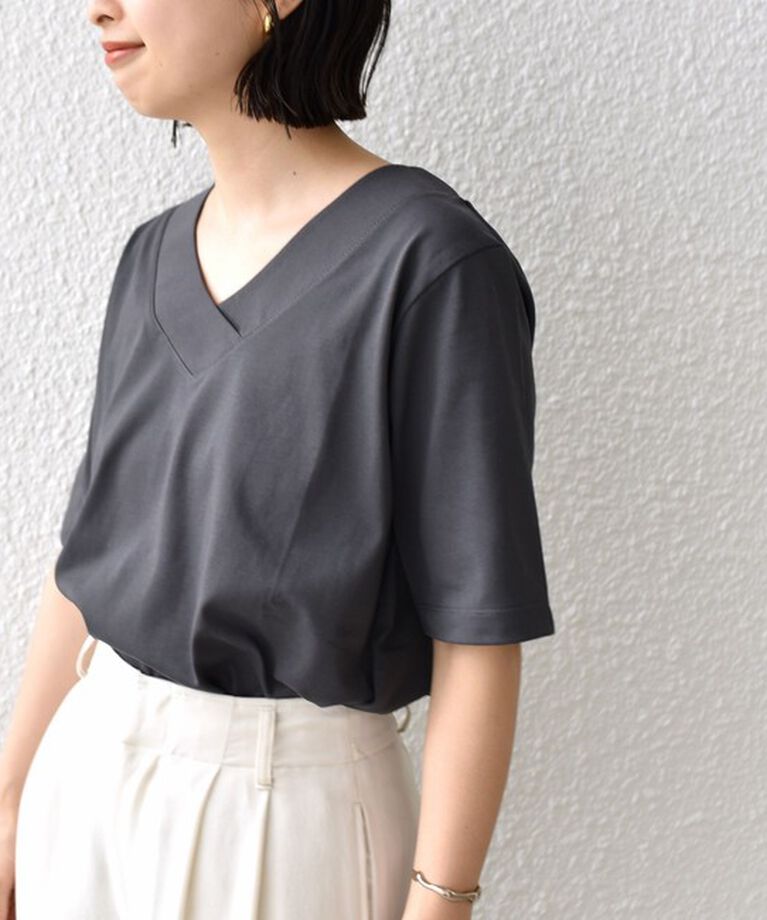 SHIPS for women「《追加》【WEB限定】〈ネックが選べる2サイズ展開〉オーガニックコットン バリエーションネック TEE」|Tシャツ・カットソー|