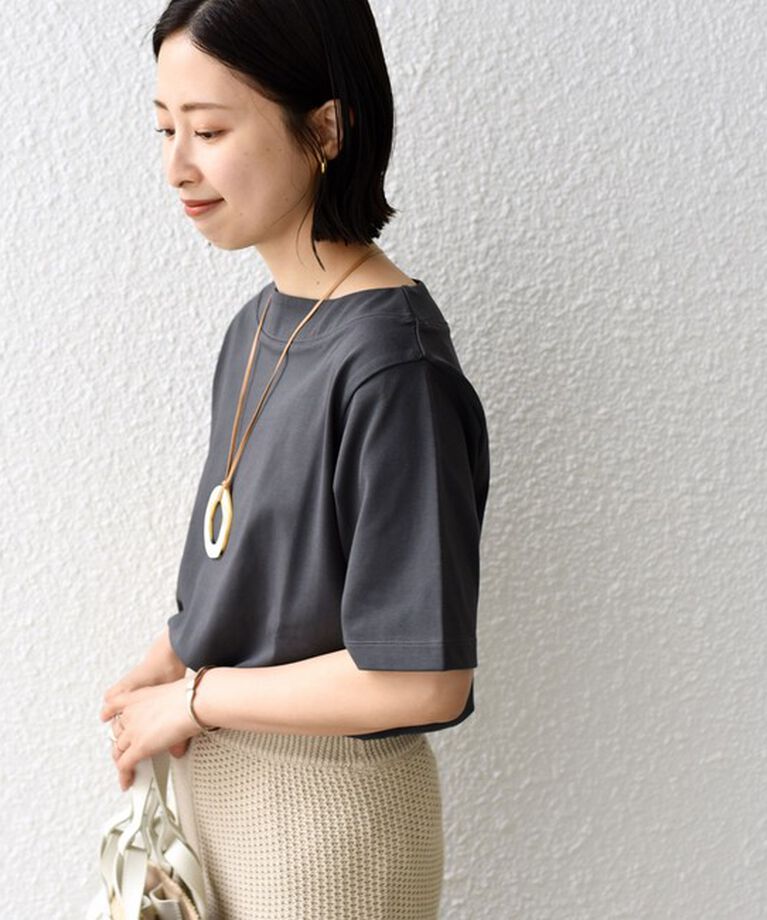 SHIPS for women「《追加》【WEB限定】〈ネックが選べる2サイズ展開〉オーガニックコットン バリエーションネック TEE」|Tシャツ・カットソー|