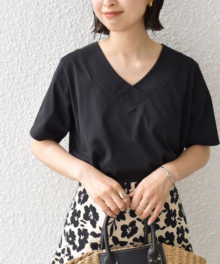 SHIPS for women「《追加》【WEB限定】〈ネックが選べる2サイズ展開〉オーガニックコットン バリエーションネック TEE」|Tシャツ・カットソー|