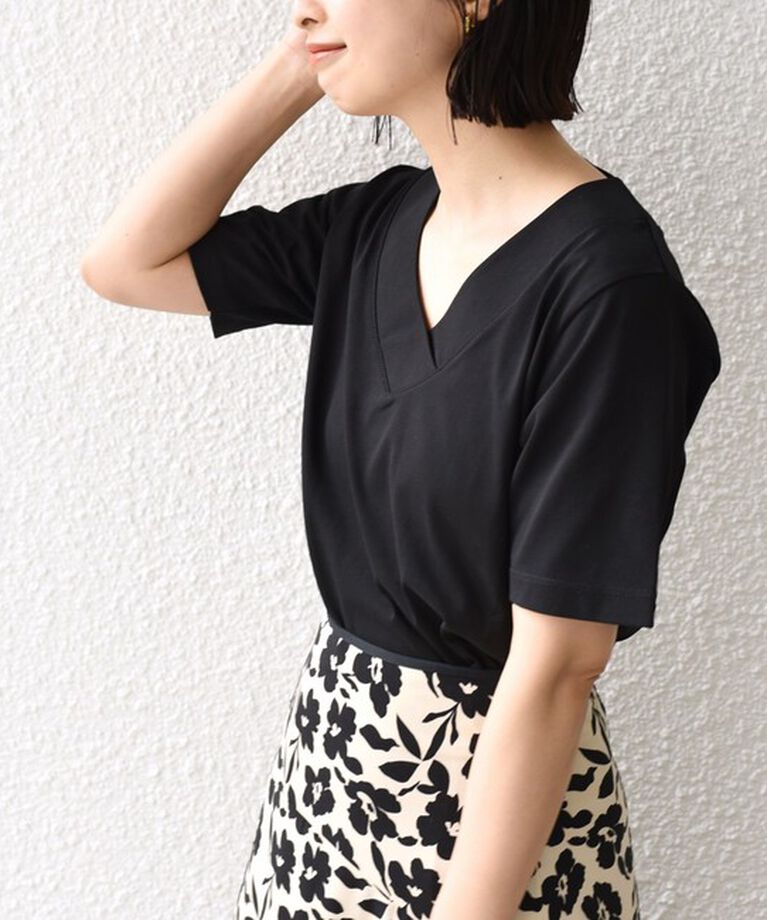 SHIPS for women「《追加》【WEB限定】〈ネックが選べる2サイズ展開〉オーガニックコットン バリエーションネック TEE」|Tシャツ・カットソー|