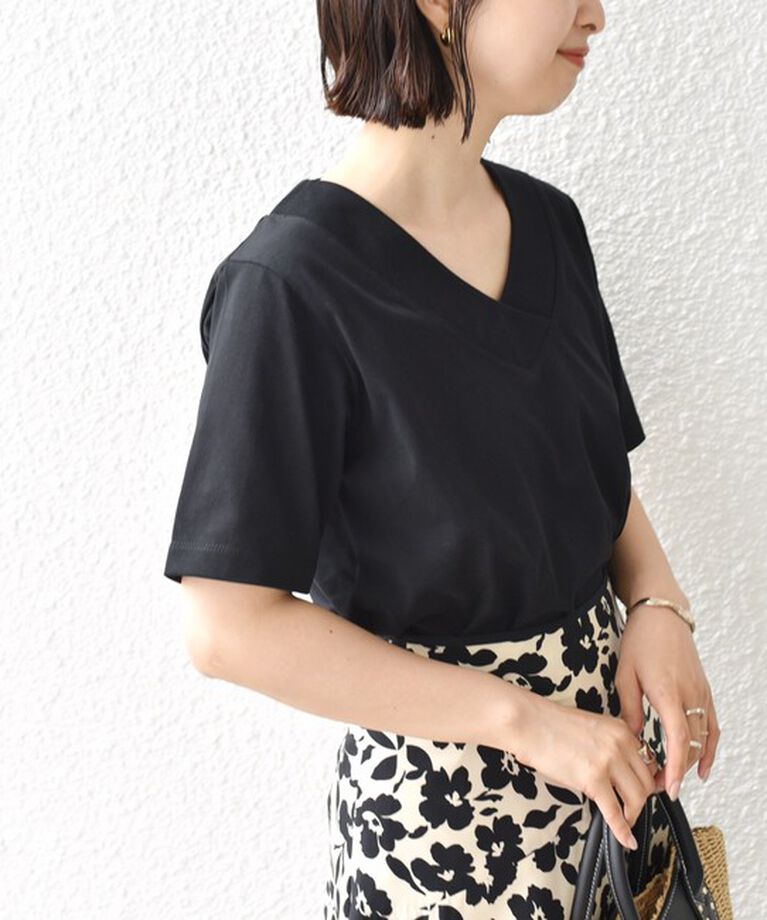 SHIPS for women「《追加》【WEB限定】〈ネックが選べる2サイズ展開〉オーガニックコットン バリエーションネック TEE」|Tシャツ・カットソー|