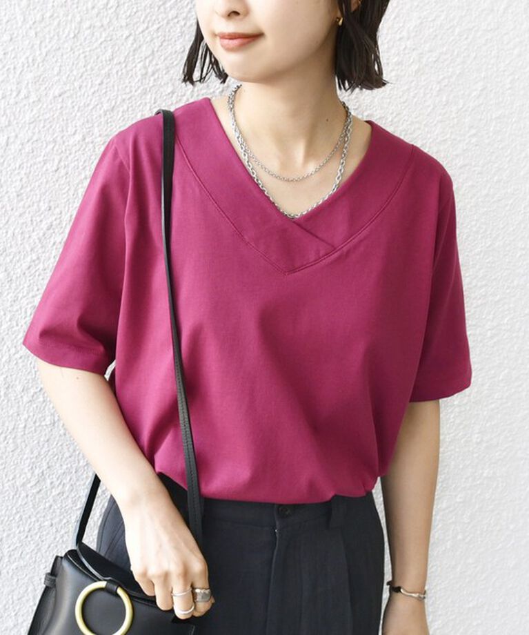 SHIPS for women「《追加》【WEB限定】〈ネックが選べる2サイズ展開〉オーガニックコットン バリエーションネック TEE」|Tシャツ・カットソー|