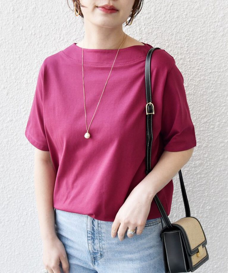 SHIPS for women「《追加》【WEB限定】〈ネックが選べる2サイズ展開〉オーガニックコットン バリエーションネック TEE」|Tシャツ・カットソー|