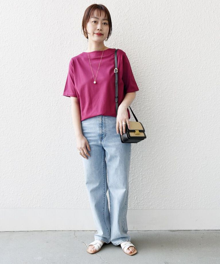 SHIPS for women「《追加》【WEB限定】〈ネックが選べる2サイズ展開〉オーガニックコットン バリエーションネック TEE」|Tシャツ・カットソー|