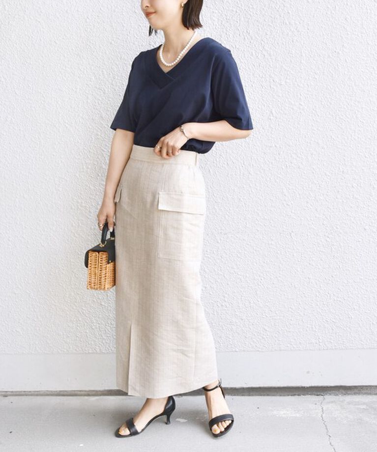SHIPS for women「《追加》【WEB限定】〈ネックが選べる2サイズ展開〉オーガニックコットン バリエーションネック TEE」|Tシャツ・カットソー|