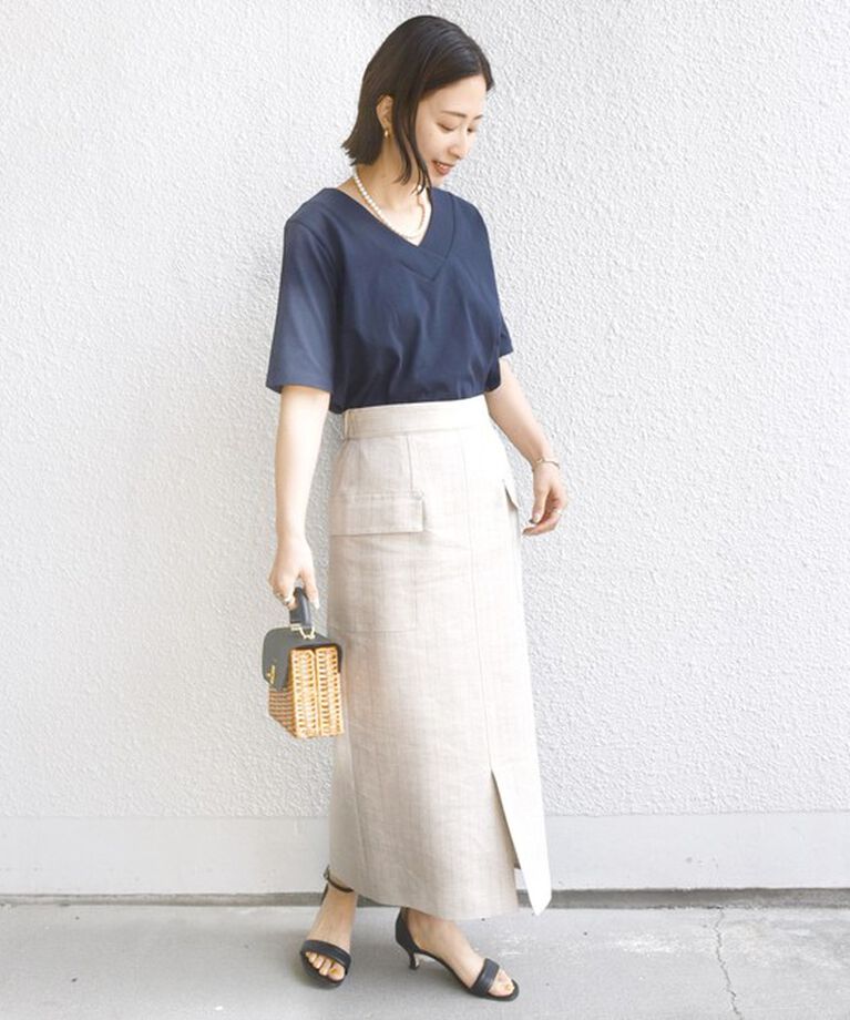 SHIPS for women「《追加》【WEB限定】〈ネックが選べる2サイズ展開〉オーガニックコットン バリエーションネック TEE」|Tシャツ・カットソー|