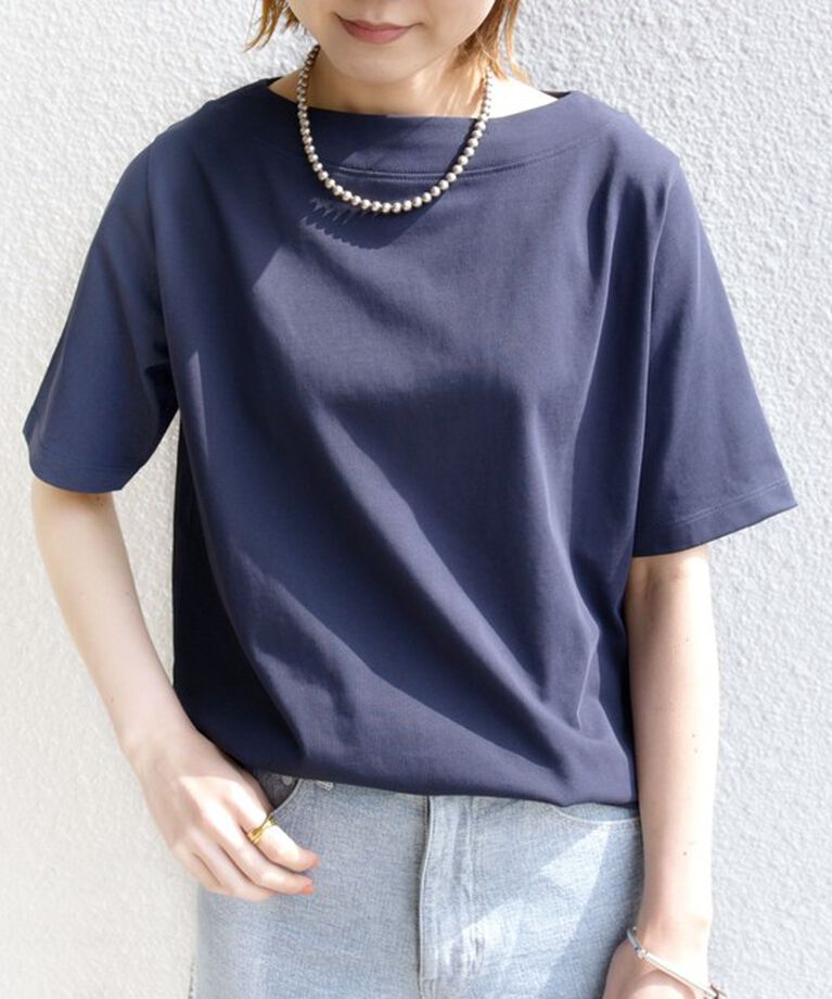 SHIPS for women「《追加》【WEB限定】〈ネックが選べる2サイズ展開〉オーガニックコットン バリエーションネック TEE」|Tシャツ・カットソー|