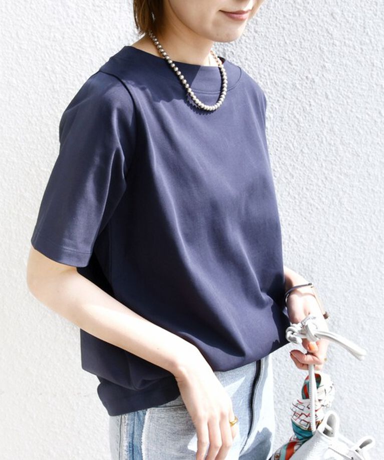 SHIPS for women「《追加》【WEB限定】〈ネックが選べる2サイズ展開〉オーガニックコットン バリエーションネック TEE」|Tシャツ・カットソー|