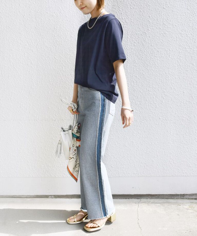 SHIPS for women「《追加》【WEB限定】〈ネックが選べる2サイズ展開〉オーガニックコットン バリエーションネック TEE」|Tシャツ・カットソー|