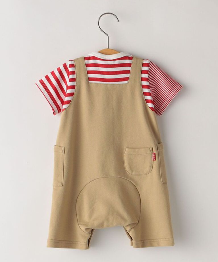 SHIPS KIDS「SHIPS KIDS:70～80cm / フェイク ボーダー ロンパース」|ロンパース|