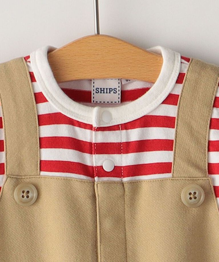 SHIPS KIDS「SHIPS KIDS:70～80cm / フェイク ボーダー ロンパース」|ロンパース|