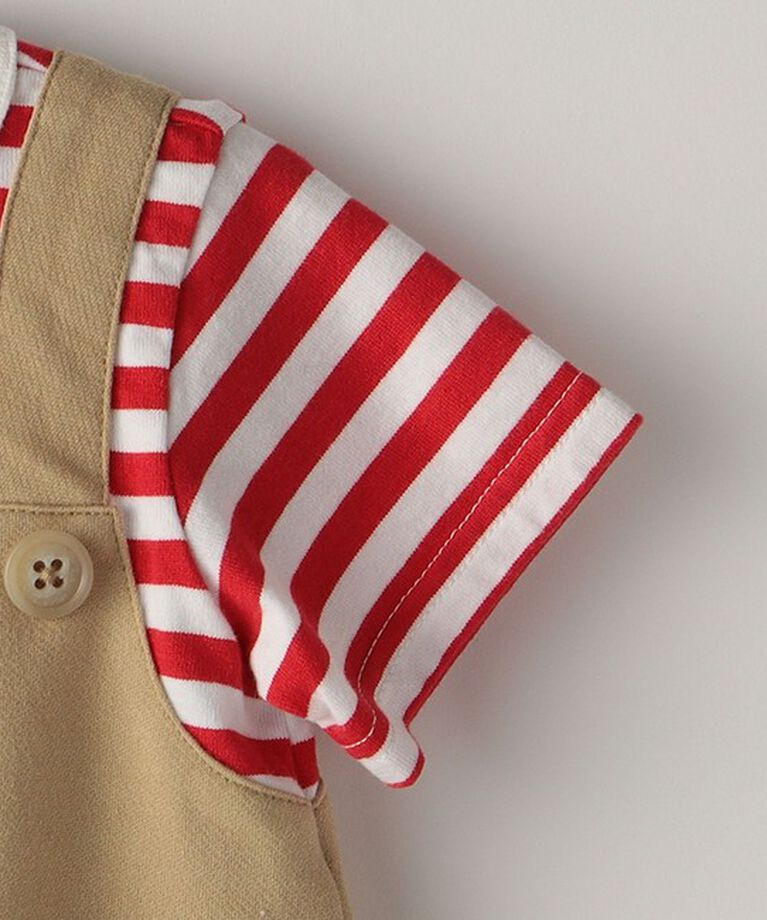 SHIPS KIDS「SHIPS KIDS:70～80cm / フェイク ボーダー ロンパース」|ロンパース|