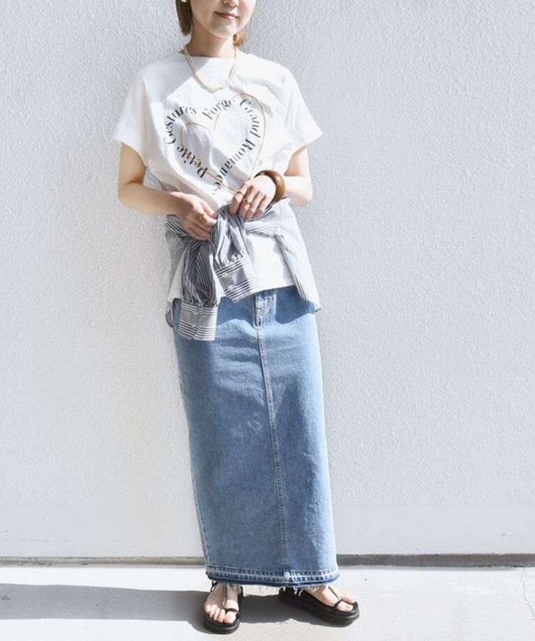 SHIPS for women「【WEB限定】〈手洗い可能〉バリエーション ロゴ 刺繍 プリントTEE」|Tシャツ・カットソー|