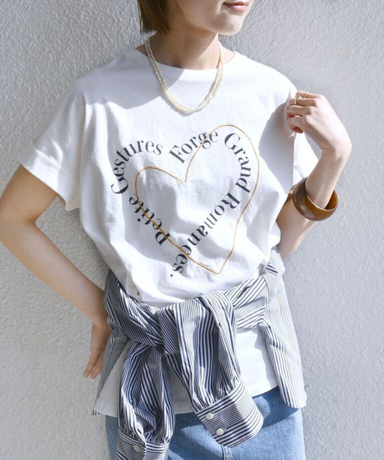 SHIPS for women「【WEB限定】〈手洗い可能〉バリエーション ロゴ 刺繍 プリントTEE」|Tシャツ・カットソー|