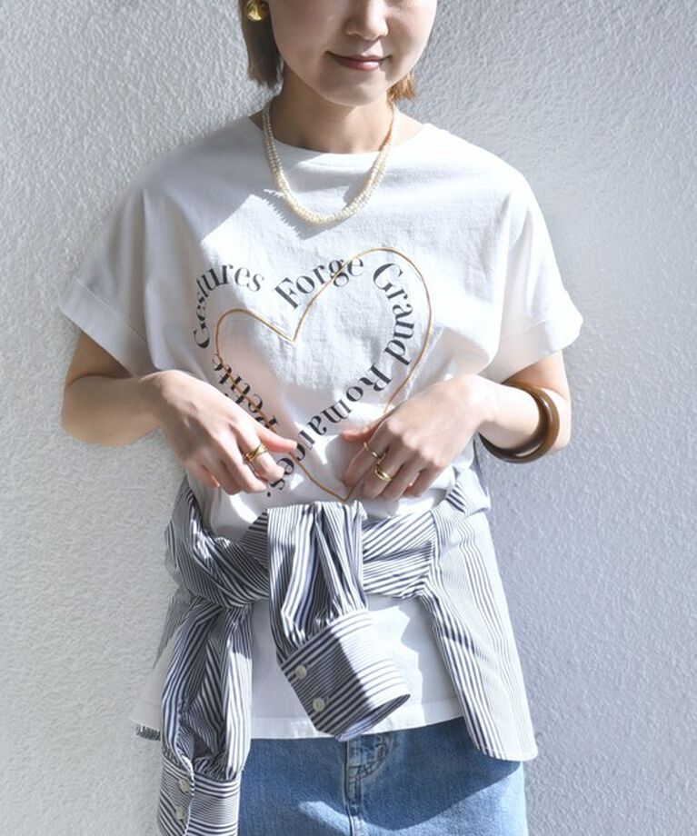 SHIPS for women「【WEB限定】〈手洗い可能〉バリエーション ロゴ 刺繍 プリントTEE」|Tシャツ・カットソー|