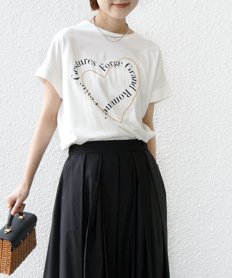 SHIPS for women「【WEB限定】〈手洗い可能〉バリエーション ロゴ 刺繍 プリントTEE」|Tシャツ・カットソー|