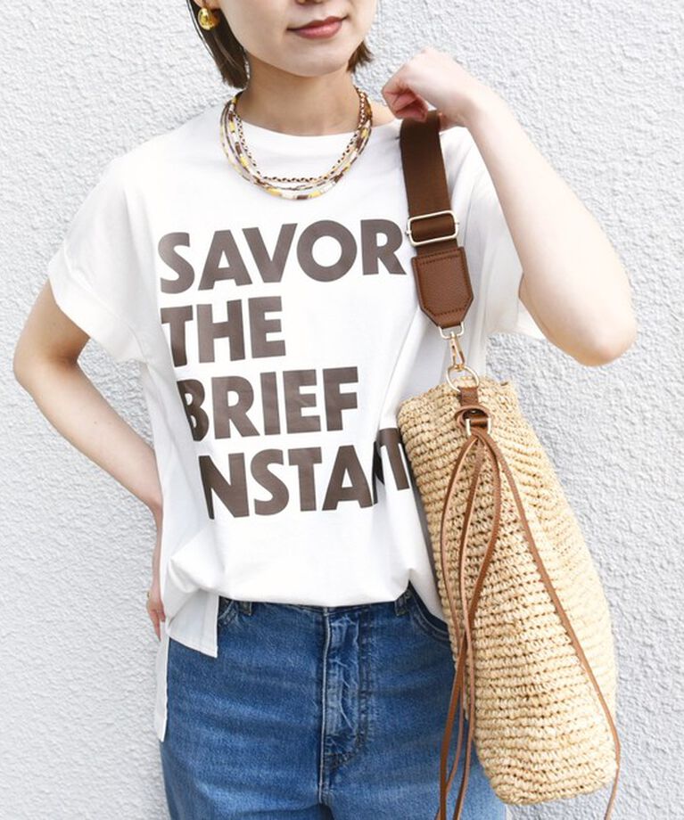 SHIPS for women「【WEB限定】〈手洗い可能〉バリエーション ロゴ 刺繍 プリントTEE」|Tシャツ・カットソー|ストーン