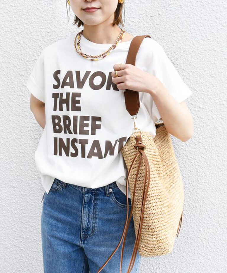 SHIPS for women「【WEB限定】〈手洗い可能〉バリエーション ロゴ 刺繍 プリントTEE」|Tシャツ・カットソー|