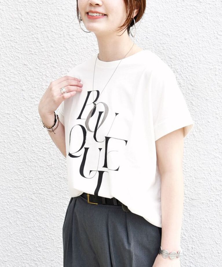 SHIPS for women「【WEB限定】〈手洗い可能〉バリエーション ロゴ 刺繍 プリントTEE」|Tシャツ・カットソー|