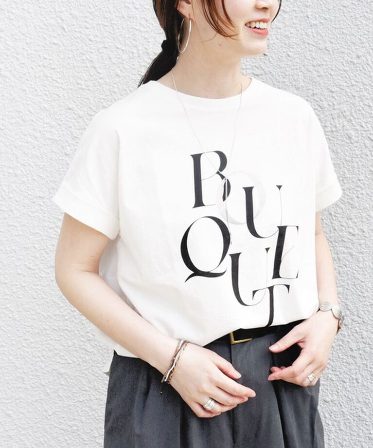 SHIPS for women「【WEB限定】〈手洗い可能〉バリエーション ロゴ 刺繍 プリントTEE」|Tシャツ・カットソー|