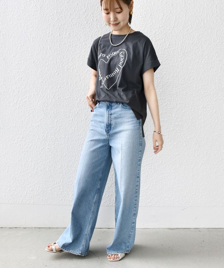 SHIPS for women「【WEB限定】〈手洗い可能〉バリエーション ロゴ 刺繍 プリントTEE」|Tシャツ・カットソー|