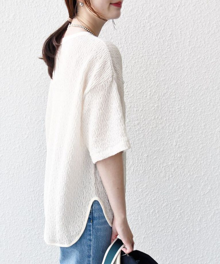 SHIPS for women「《一部追加予約》〈手洗い可能〉ランダム ブルーゼ ショート スリーブ プルオーバー」|Tシャツ・カットソー|