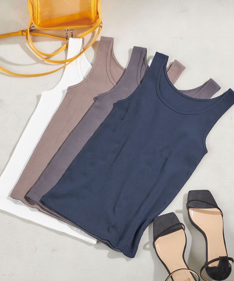 SHIPS for women「オーガニック コットン 2WAY リブ タンクトップ」|タンクトップ|ネイビー
